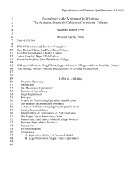Equivalence to the Minimum Qualifications (10-1-06) 1