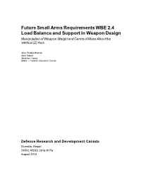 Future Small Arms Requirements WBE 2.4 Load Balance and Support in Weapon Design Manipulation of Weapon Weight and Centre of Mass About the Vertical (Z) Axis