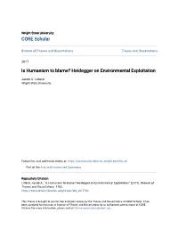 Is Humanism to Blame? Heidegger on Environmental Exploitation