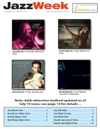 Jazzweek with Airplay Data Powered by Jazzweek.Com • July 26, 2010 Volume 6, Number 34 • $7.95