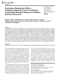 Participant Satisfaction with a Preference-Setting Tool for The