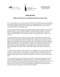 PRESS RELEASE CPMA and CHC Host a Successful Virtual Farm to Plate Event