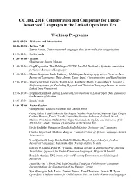 CCURL 2014: Collaboration and Computing for Under- Resourced Languages in the Linked Open Data Era