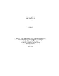 Cosmic Indifference in the Anthropocene Matt Panfil Submitted