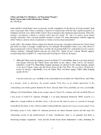 India Caucus Q&A with Shivshankar Menon by John Ryan India and the Un