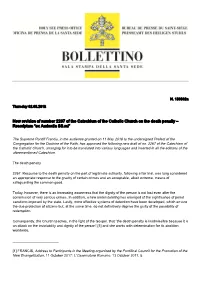 New Revision of Number 2267 of the Catechism of the Catholic Church on the Death Penalty – Rescriptum “Ex Audentia SS.Mi”
