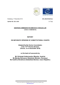Report on Separate Opinions of Constitutional Courts
