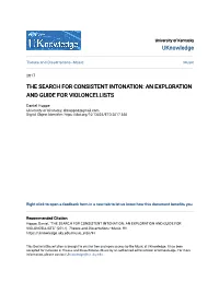 The Search for Consistent Intonation: an Exploration and Guide for Violoncellists