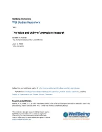 The Value and Utility of Animals in Research