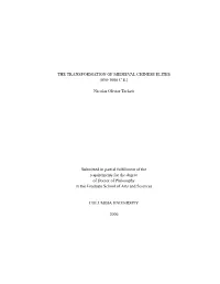 Dissertation: "The Transformation of Medieval Chinese Elites"