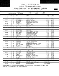 Starting Line up by Row Phoenix International Raceway Checker
