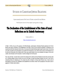 The Declaration of the Establishment of the State of Israel: Reflections on Its Sixtieth Anniversary