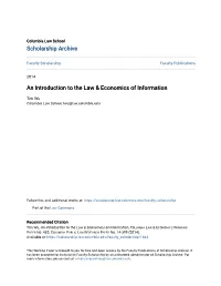 An Introduction to the Law & Economics of Information