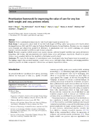Prioritization Framework for Improving the Value of Care for Very Low Birth Weight and Very Preterm Infants