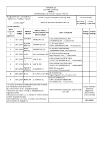 ANNEXURE 5.8 (CHAPTER V, PARA 25) FORM 9 List of Applica Ons For