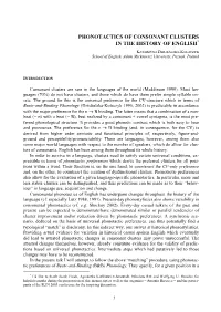 Phonotactics of Consonant Clusters in the History of English*