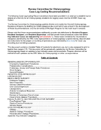 Review Committee for Otolaryngology Case Log Coding Recommendations