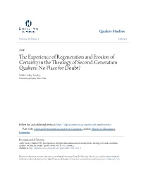The Experience of Regeneration and Erosion of Certainty in the Theology
