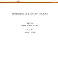 1 Culture, Dialectics, and Reasoning About