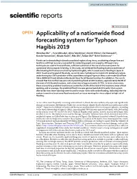 Applicability of a Nationwide Flood Forecasting System for Typhoon