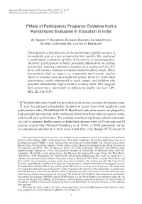Pitfalls of Participatory Programs: Evidence from a Randomized Evaluation in Education in India† 1