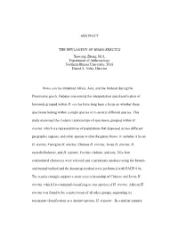ABSTRACT the PHYLOGENY of HOMO ERECTUS Xiaoying Zhong