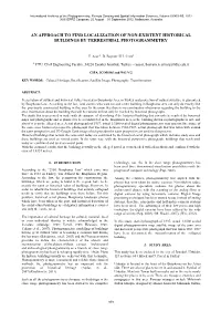 An Approach to Find Localization of Non-Existent Historical Buildings by Terrestrial Photogrammetry
