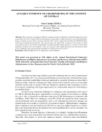 An Early Evidence on Csr Reporting in the Context of Covid-19