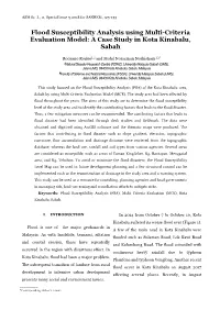 Flood Susceptibility Analysis Using Multi-Criteria Evaluation Model: a Case Study in Kota Kinabalu, Sabah