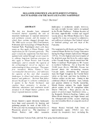 Holocene Subsistence and Settlement Patterns
