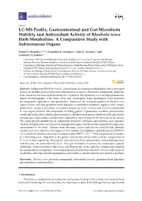 LC-MS Profile, Gastrointestinal and Gut Microbiota