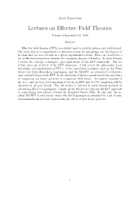 Lectures on Effective Field Theories