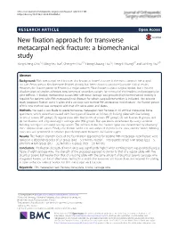 New Fixation Approach for Transverse Metacarpal Neck Fracture: a Biomechanical Study