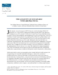 The Longevity of Sustainable Vineyard Practices1