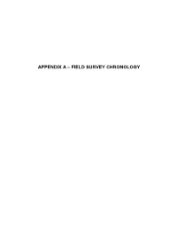 Appendix a – Field Survey Chronology