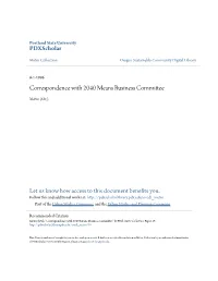 Correspondence with 2040 Means Business Committee