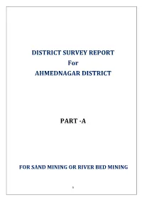 DISTRICT SURVEY REPORT for AHMEDNAGAR DISTRICT PART -A