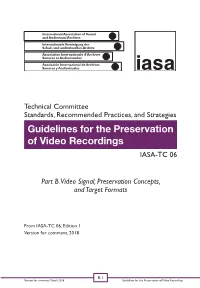Guidelines for the Preservation of Video Recordings IASA-TC 06