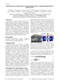 High Precision Frequency Synthesizer Based on Mems Piezoresistive Resonator