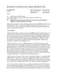 Preliminary Analysis of Benefits and Costs of Constructing and Maintaining Midday Car Storage Facilities for the LIRR