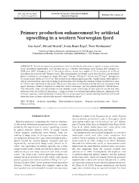 Primary Production Enhancement by Artificial Upwelling in a Western Norwegian Fjord