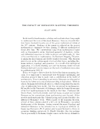 THE IMPACT of RIEMANN's MAPPING THEOREM in the World
