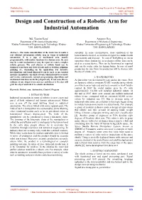 Design and Construction of a Robotic Arm for Industrial Automation