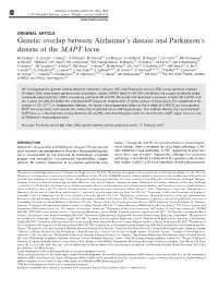 Genetic Overlap Between Alzheimer&Rsquo