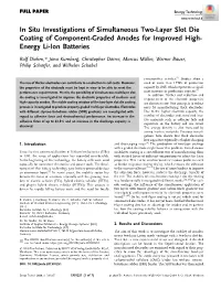 In Situ Investigations of Simultaneous Two‐Layer Slot Die Coating of Component‐Graded Anodes for Improved High‐Energy Li