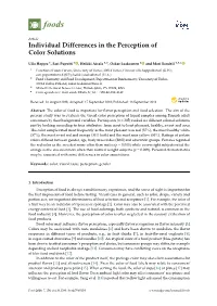 Individual Differences in the Perception of Color Solutions