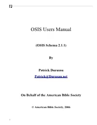 OSIS™ 2.1.1 User's Manual