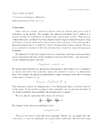 Physics 6010, Fall 2016 Constraints and Lagrange Multipliers. Relevant Sections in Text: §1.3–1.6