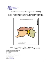 Rcdf Projects in Nwoya District, Uganda