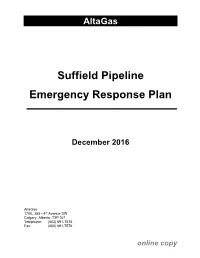 Suffield Pipeline Emergency Response Plan